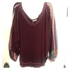 Plum waffle knit top